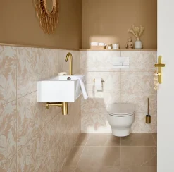 Etile Faïence Unie|Carrelage Mural Pour Wc<Faïence murale beige sable décor feuillage 2D mat L.90 x l.30 cm x ép.10,5 mm, Aspen