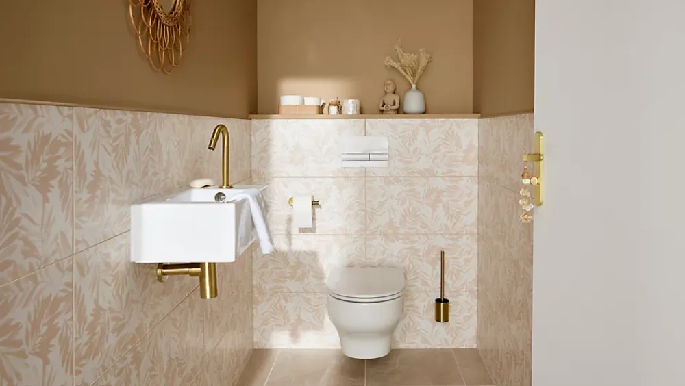 Etile Faïence Unie|Carrelage Mural Pour Wc<Faïence murale beige sable décor feuillage 2D mat L.90 x l.30 cm x ép.10,5 mm, Aspen