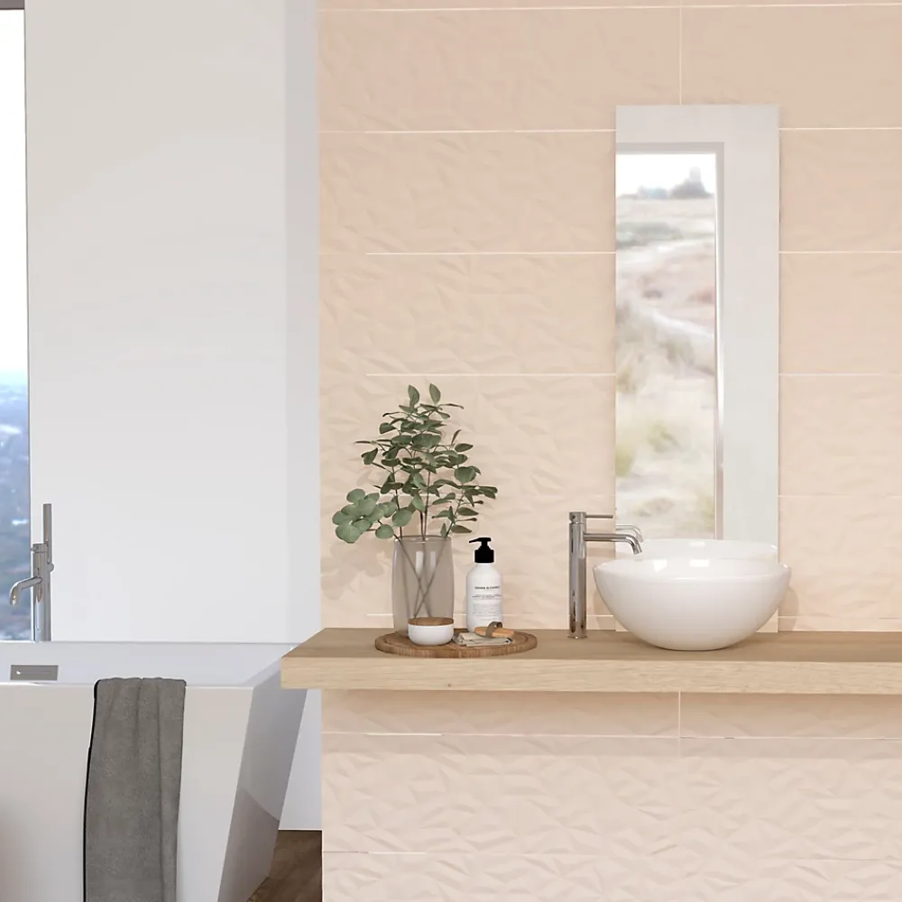 Etile Faïence Unie|Faïence Pour Wc<Faïence murale beige sable décor 3D mat L.90 x l.30 cm x ép.10,5 mm, Aspen