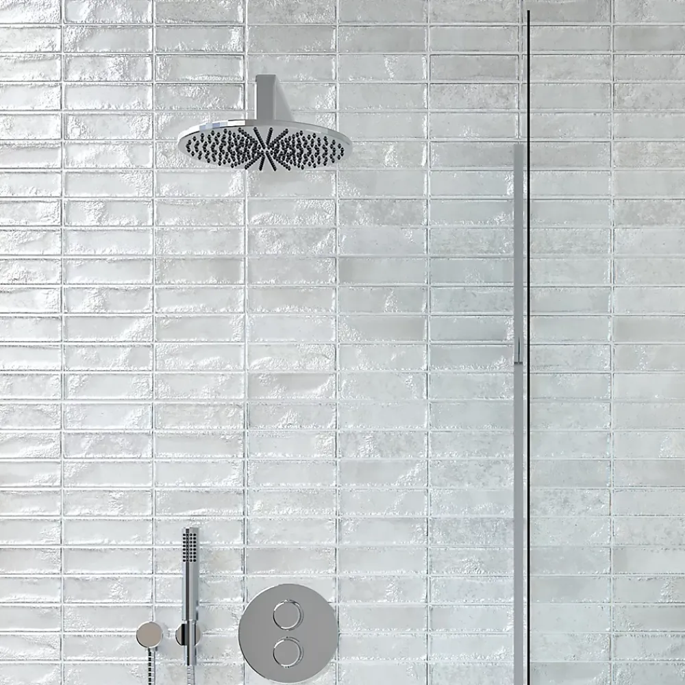 Ecoceramic Faïence murale blanc brillant effet pierre L.60 x l.31,6 cm x ép.9 mm, Soul- Carrelage Mural Pour Douche|Carrelage Mural Pour Cuisine