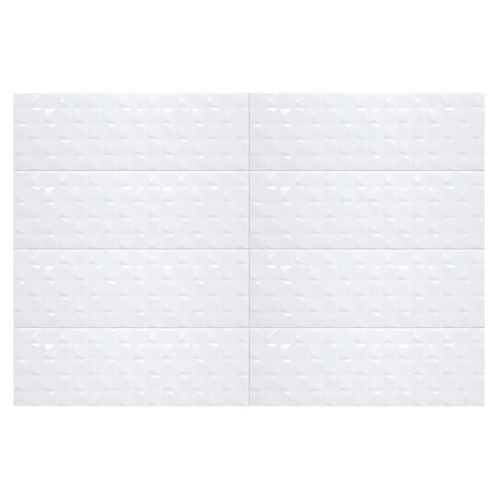 GoodHome Faïence murale blanc brillant avec relief L.60 x l.20 cm x ép.8,3 mm, Plain- Faïence Unie|Faïence Pour Douche