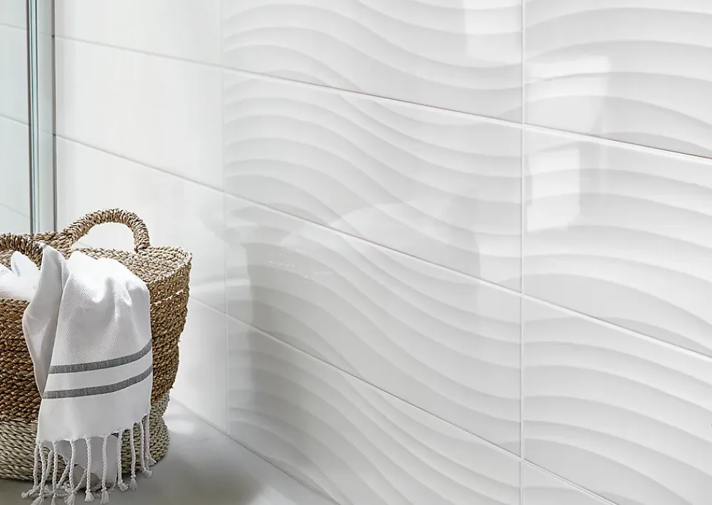 GoodHome Faïence murale blanc brillant lisse L.60 x l.20 cm x ép.8,3 mm, Plain- Carrelage Mural Uni|Carrelage Mural Pour Douche