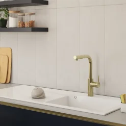 Faïence murale blanc cassé effet béton L.75 x l.25 cm x ép.9,5 mm, Anduin- Carrelage Mural Effet Béton
