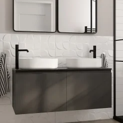 GoodHome Faïence murale blanc décor géométrique L.90 x l.30 cm x ép.8,7 mm, Aragone- Faïence Unie|Faïence Pour Wc