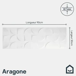 GoodHome Faïence murale blanc décor géométrique L.90 x l.30 cm x ép.8,7 mm, Aragone- Faïence Unie|Faïence Pour Wc