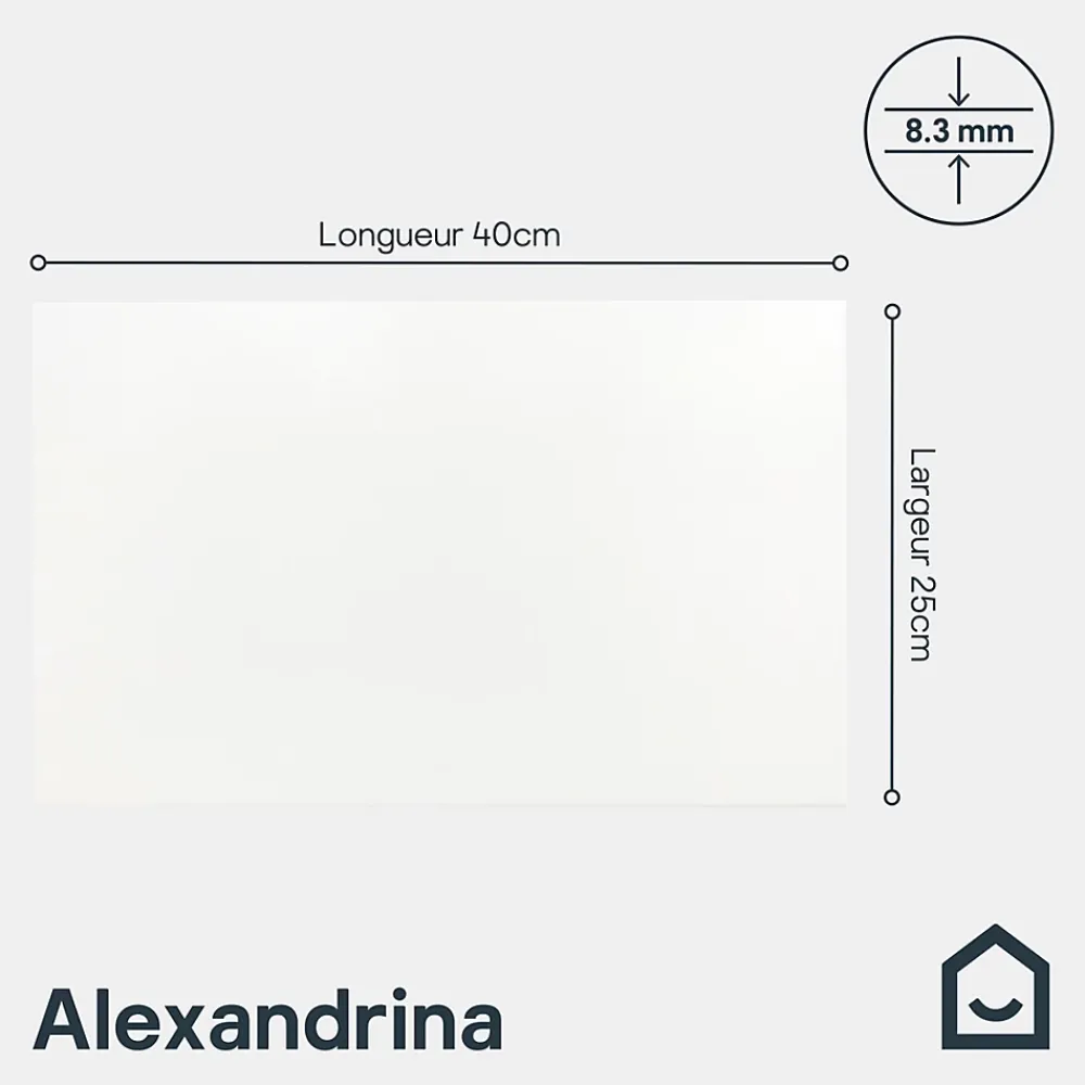 GoodHome Faïence murale blanc mat L.40 x l.25 cm x ép.8,3 mm, Alexandrina- Carrelage Mural Pour Douche|Carrelage Mural Pour Cuisine