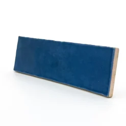 Carrelage Mural Pour Wc|Faïence Pour Douche<Faïence murale bleu effet terre cuite brillant L.30 x l.7,5 cm, Vernissea