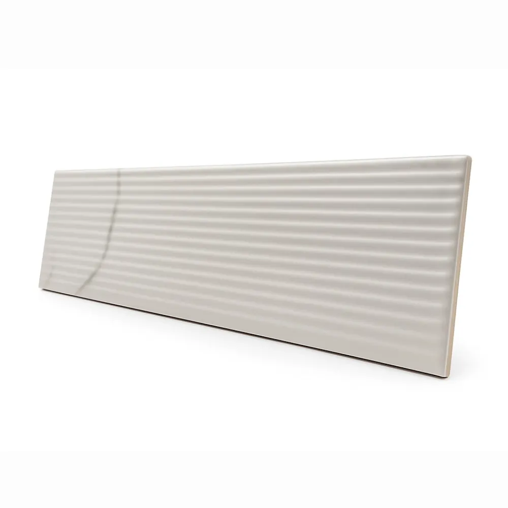 Faïence murale décor linéaire effet marbre blanc calacatta mat L.30 x l.7 cm, Minerra- Faïence Effet Marbre|Carrelage Mural Effet Marbre