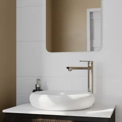 GoodHome Carrelage Mural Pour Douche|Faïence Unie<Faïence murale décor relief linéaire blanc L.40 x l.25 cm x ép.8,3 mm, Alexandrina