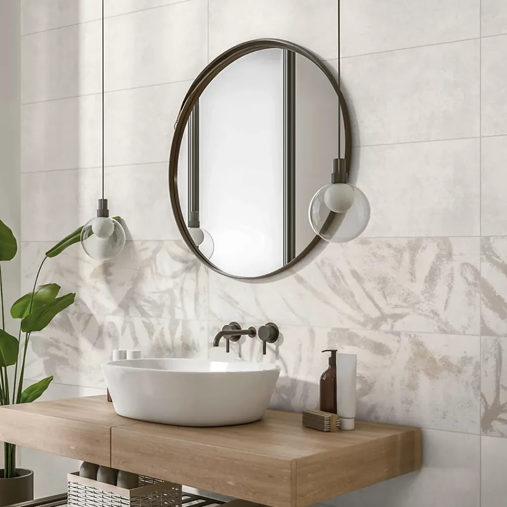 Faïence murale effet béton blanc L.90 x l.30cm x ép.10 mm, Brush- Faïence Effet Béton|Faïence Pour Douche