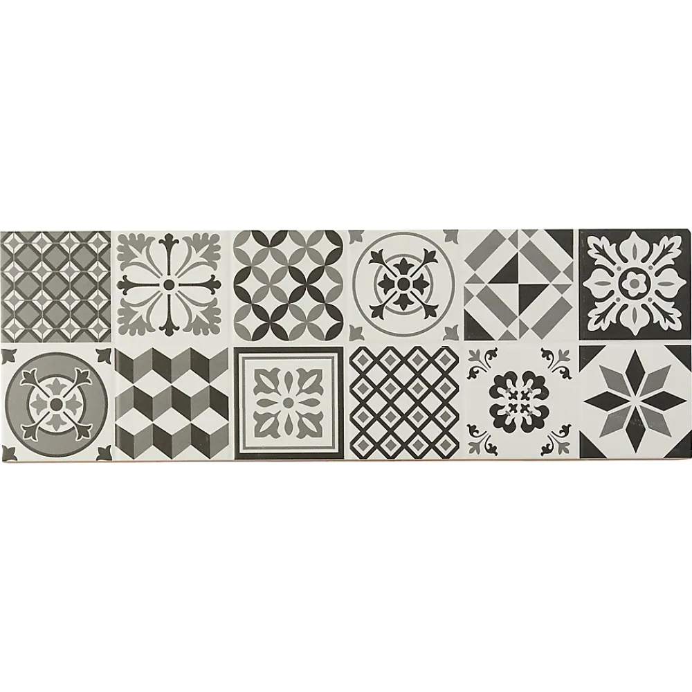 GoodHome Faïence Effet Carreaux De Ciment|Carrelage Mural Pour Douche<Faïence murale effet carreaux de ciment tons noirs et blancs L.60 x l.20 cm x ép.8,3 mm, Konkrete