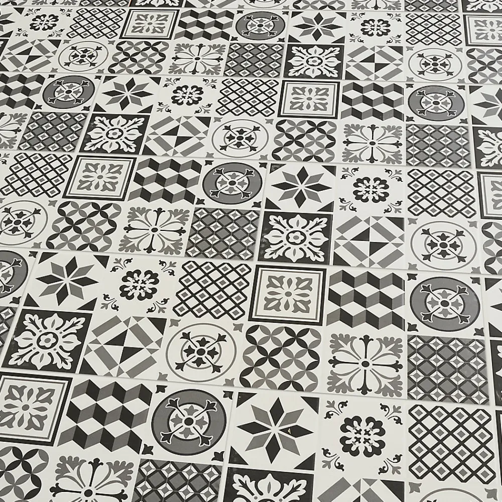 GoodHome Faïence Effet Carreaux De Ciment|Carrelage Mural Pour Douche<Faïence murale effet carreaux de ciment tons noirs et blancs L.60 x l.20 cm x ép.8,3 mm, Konkrete