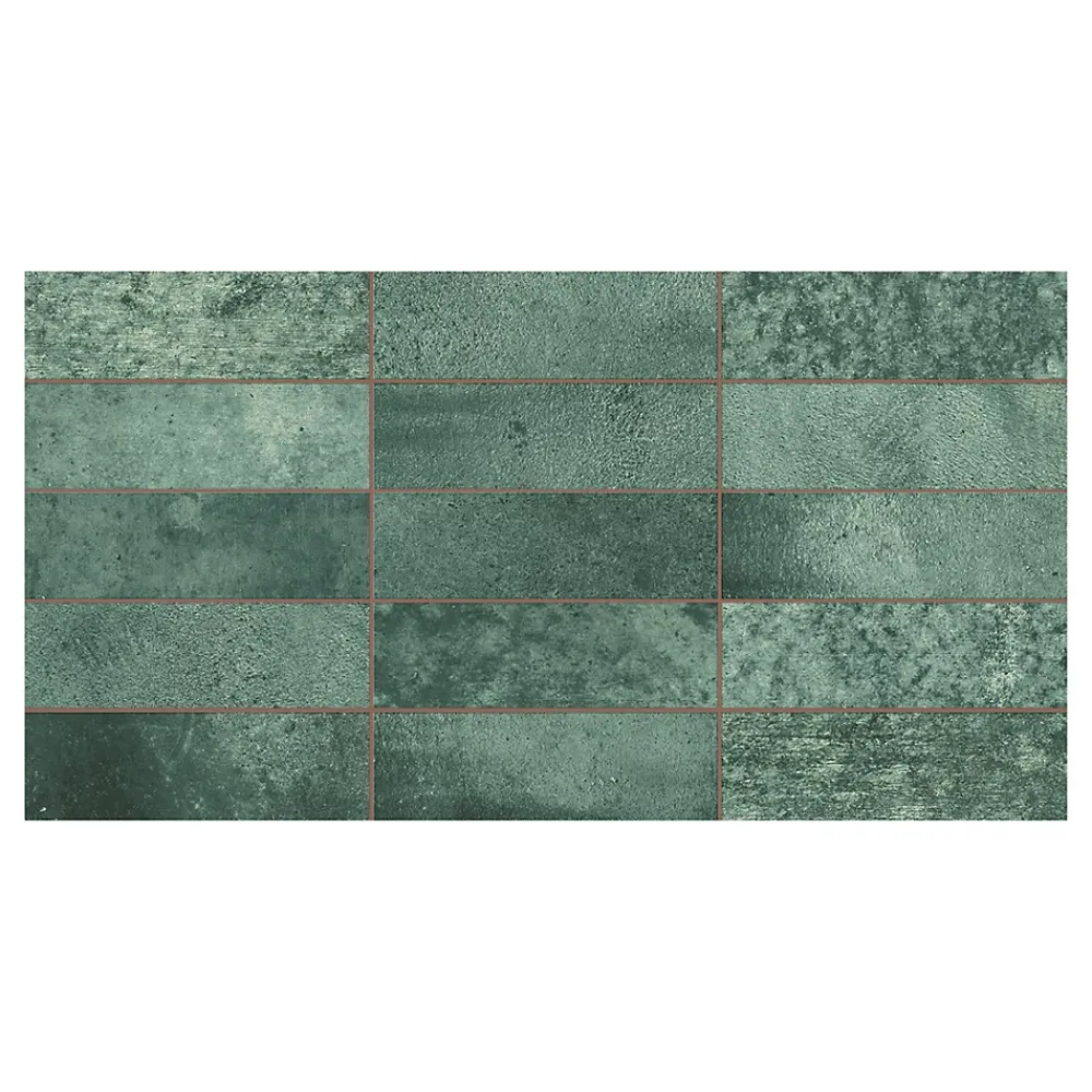 Ecoceramic Carrelage Mural Pour Douche|Carrelage Mural Pour Cuisine<Faïence murale effet marbre vert brillant L.60 x l.31,6 cm x ép.9 mm, Soul