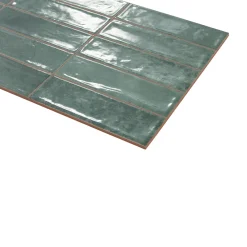 Ecoceramic Carrelage Mural Pour Douche|Carrelage Mural Pour Cuisine<Faïence murale effet marbre vert brillant L.60 x l.31,6 cm x ép.9 mm, Soul