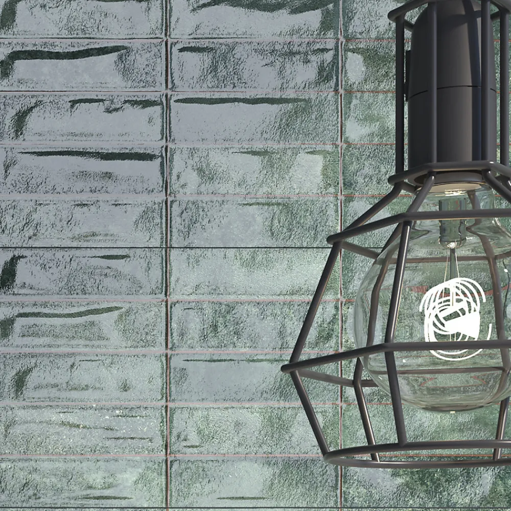Ecoceramic Carrelage Mural Pour Douche|Carrelage Mural Pour Cuisine<Faïence murale effet marbre vert brillant L.60 x l.31,6 cm x ép.9 mm, Soul