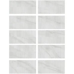 Ecoceramic Faïence murale effet marbre blanc brillant décor texturé L.60 x l.30 cm x ép.7 mm, Celena- Faïence Pour Pièce À Vivre|Carrelage Mural Effet Marbre