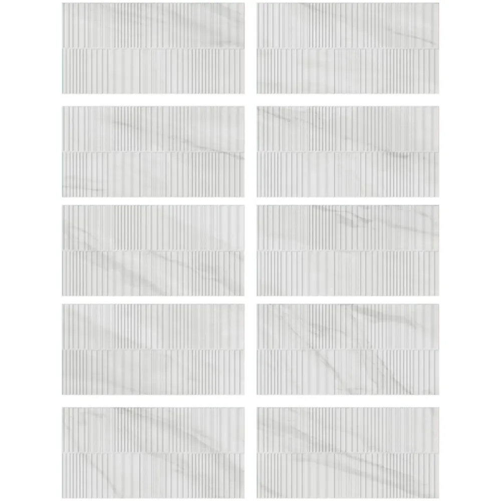 Ecoceramic Faïence murale effet marbre blanc brillant décor texturé L.60 x l.30 cm x ép.7 mm, Celena- Faïence Pour Pièce À Vivre|Carrelage Mural Effet Marbre