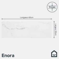 GoodHome Carrelage Mural Pour Douche|Carrelage Mural Pour Wc<Faïence murale effet marbre blanc L.60 x l.20 cm x ép.9,4 mm, Aruma