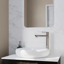GoodHome Faïence Effet Marbre|Carrelage Mural Pour Wc<Faïence murale effet marbre blanc brillant L.90 x l.30 cm x ép.8,7 mm, Oazis