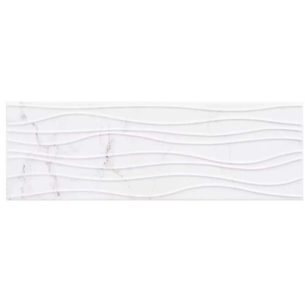 GoodHome Faïence Effet Marbre|Faïence Pour Douche<Faïence murale effet marbre blanc décor vagues L.60 x l.20 cm x ép.9,4 mm, Aruma