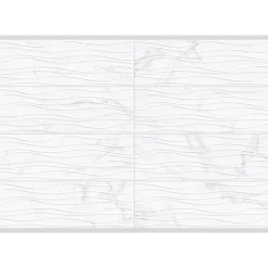 GoodHome Faïence Effet Marbre|Faïence Pour Douche<Faïence murale effet marbre blanc décor vagues L.60 x l.20 cm x ép.9,4 mm, Aruma