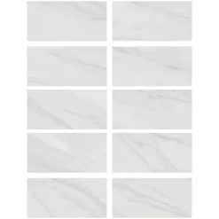 Ecoceramic Faïence Effet Marbre|Faïence Pour Douche<Faïence murale effet marbre blanc brillant L.60 x l.30 cm x ép.7 mm, Celena