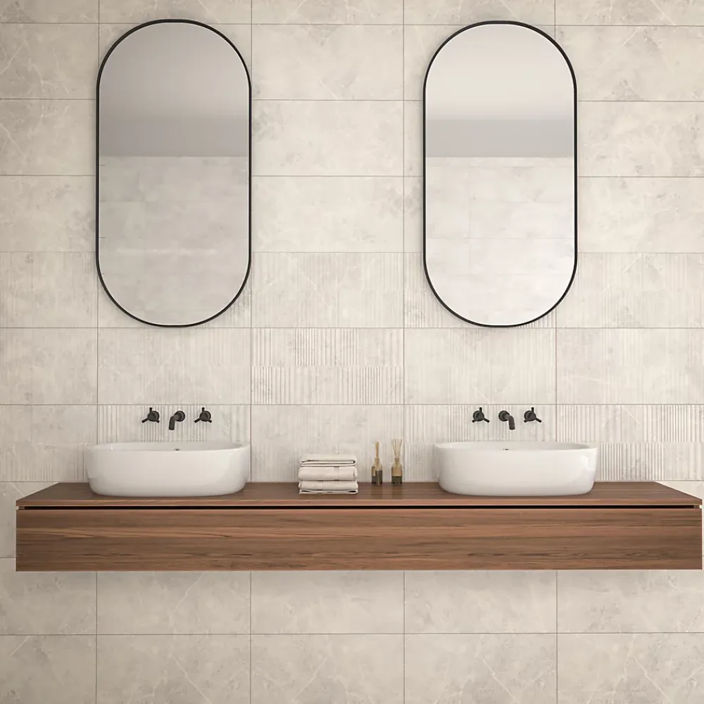 Ecoceramic Faïence Effet Marbre|Carrelage Mural Effet Marbre<Faïence murale effet marbre gris brillant L.60 x l.30 cm x ép.7 mm, Celena