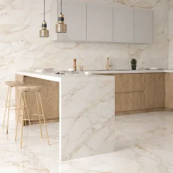 Ecoceramic Faïence Effet Marbre|Carrelage Mural Effet Marbre<Faïence murale effet marbre blanc mat L.90 x l.30 cm x ép.8,7 mm, Aster