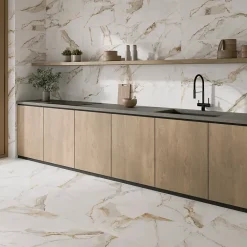 Ecoceramic Faïence Effet Marbre|Carrelage Mural Effet Marbre<Faïence murale effet marbre blanc mat L.90 x l.30 cm x ép.8,7 mm, Aster