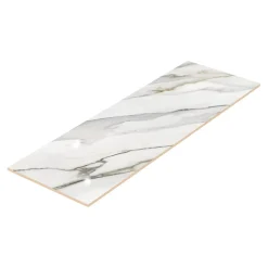 GoodHome Faïence Effet Marbre|Carrelage Mural Effet Marbre<Faïence murale effet marbre brillant blanc et doré L.90 x l.30 cm x ép.8,7 mm, Oazis