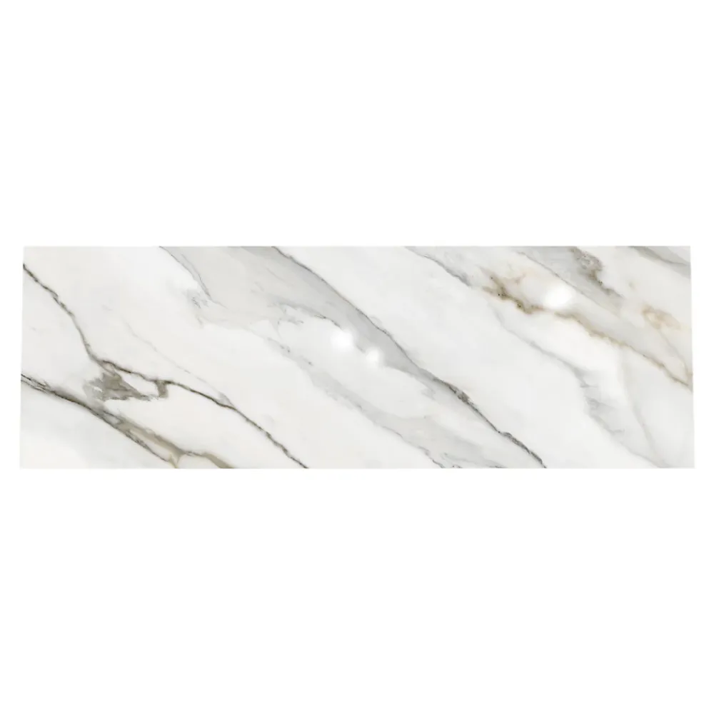 GoodHome Faïence Effet Marbre|Carrelage Mural Effet Marbre<Faïence murale effet marbre brillant blanc et doré L.90 x l.30 cm x ép.8,7 mm, Oazis