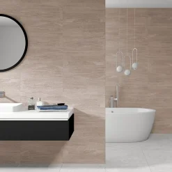 Ecoceramic Faïence murale effet pierre beige mat décor texturé L.60 x l.20 cm x ép.9,5 mm, Althea- Faïence Effet Pierre|Carrelage Mural Pour Douche