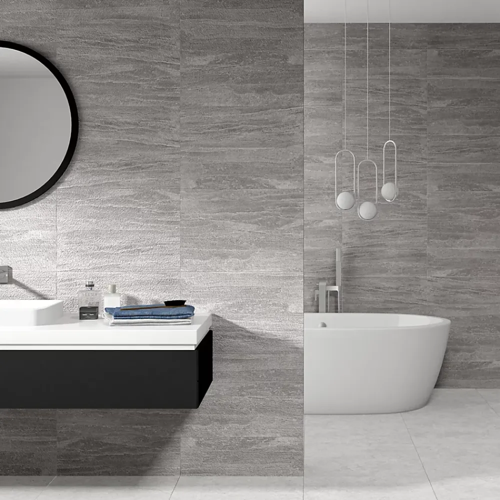 Ecoceramic Faïence Pour Pièce À Vivre|Faïence Effet Pierre<Faïence murale effet pierre gris mat L.60 x l.20 cm x ép.9,5 mm, Althea