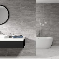 Ecoceramic Faïence Effet Pierre|Carrelage Mural Effet Pierre<Faïence murale effet pierre gris mat décor texturé L.60 x l.20 cm x ép.9,5 mm, Althea