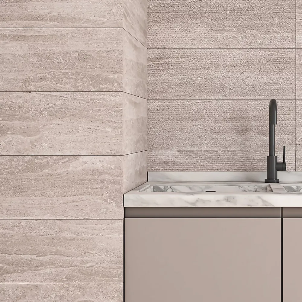 Ecoceramic Faïence murale effet pierre beige mat L.60 x l.20 cm x ép.9,5 mm, Althea- Faïence Effet Pierre|Faïence Pour Douche