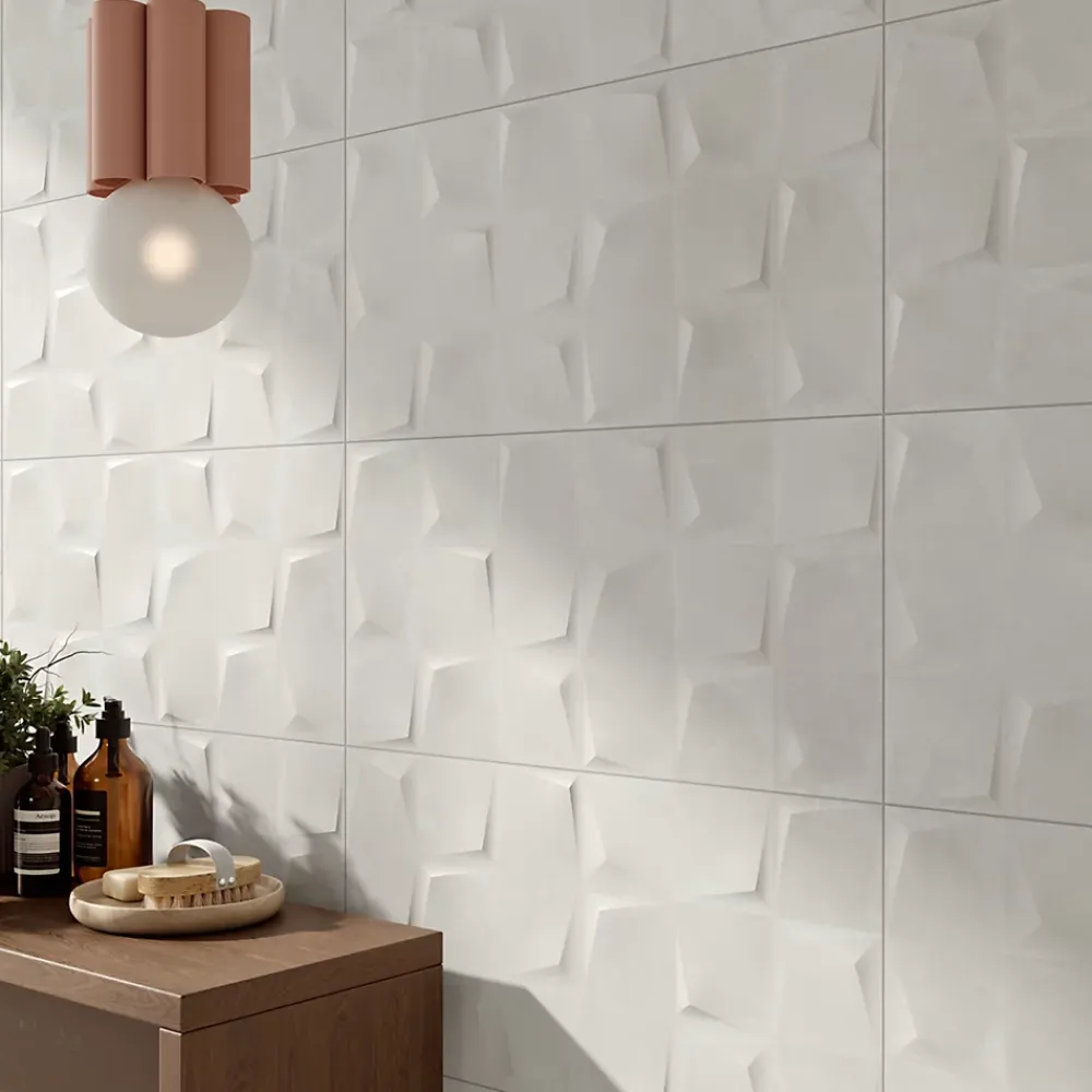 Alaplana Faïence Effet Béton|Carrelage Mural Pour Douche<Faïence murale en terre cuite effet béton décor blanc mat L.60 x l.30 cm x ép.8,5 mm, Taris