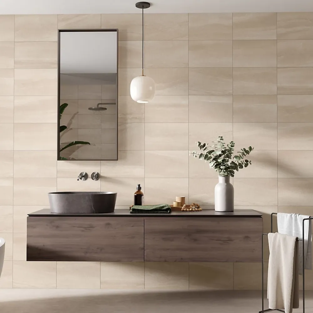 Alaplana Faïence murale en terre cuite effet pierre beige mat L.40 x l.25 cm x ép.8,5 mm, Queens- Faïence Effet Pierre|Faïence Pour Douche