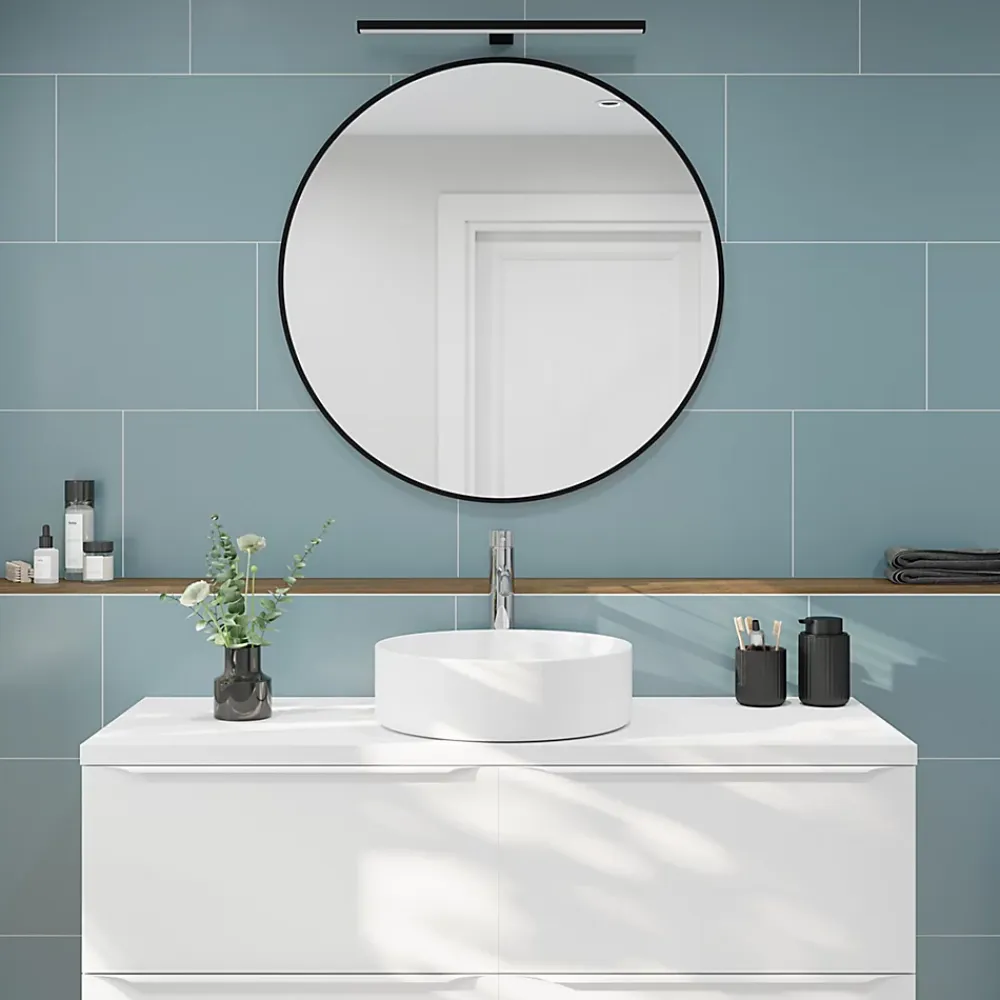 GoodHome Faïence murale intérieur bleu satiné L.60 x l.30 cm x ép.7 mm, Colville- Carrelage Mural Pour Douche|Carrelage Mural Pour Salle De Bains