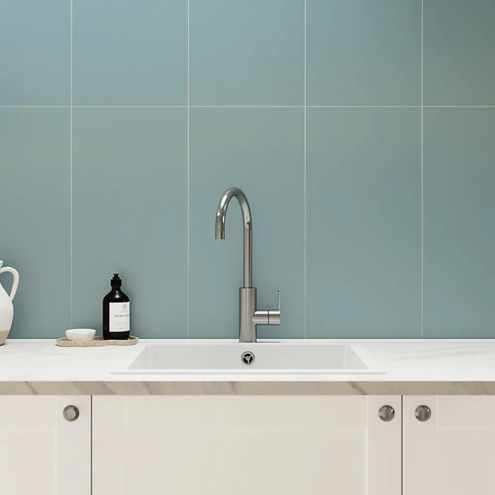 GoodHome Faïence murale intérieur bleu satiné L.60 x l.30 cm x ép.7 mm, Colville- Carrelage Mural Pour Douche|Carrelage Mural Pour Salle De Bains