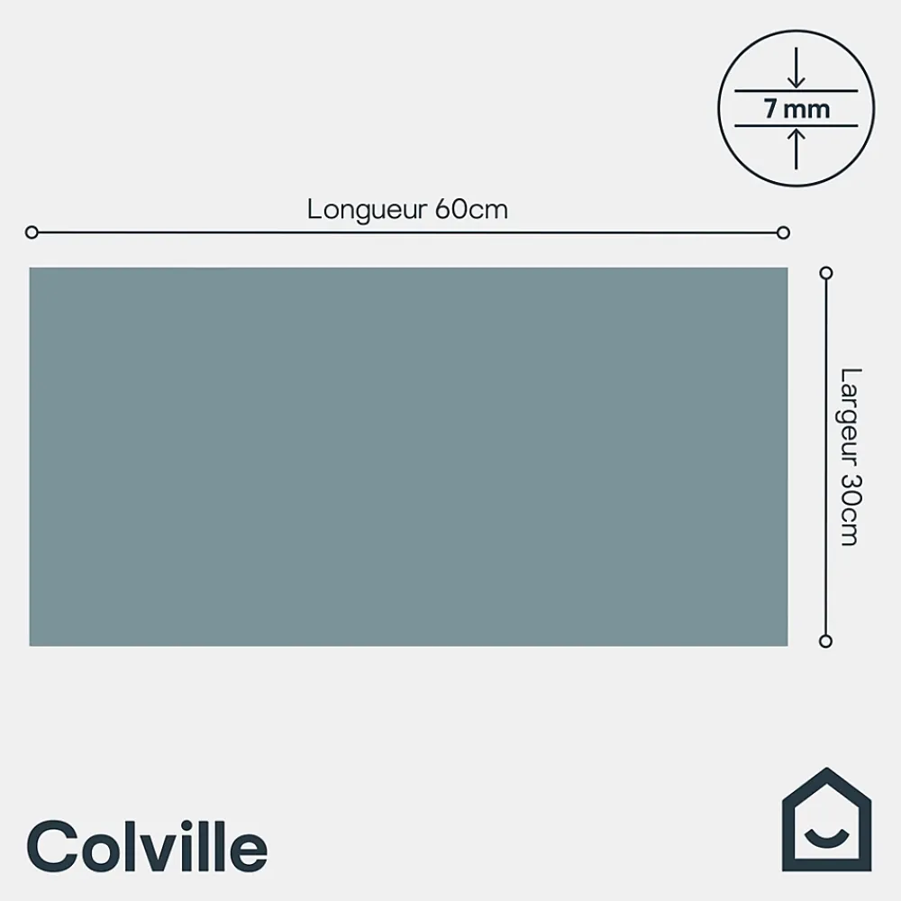 GoodHome Faïence murale intérieur bleu satiné L.60 x l.30 cm x ép.7 mm, Colville- Carrelage Mural Pour Douche|Carrelage Mural Pour Salle De Bains