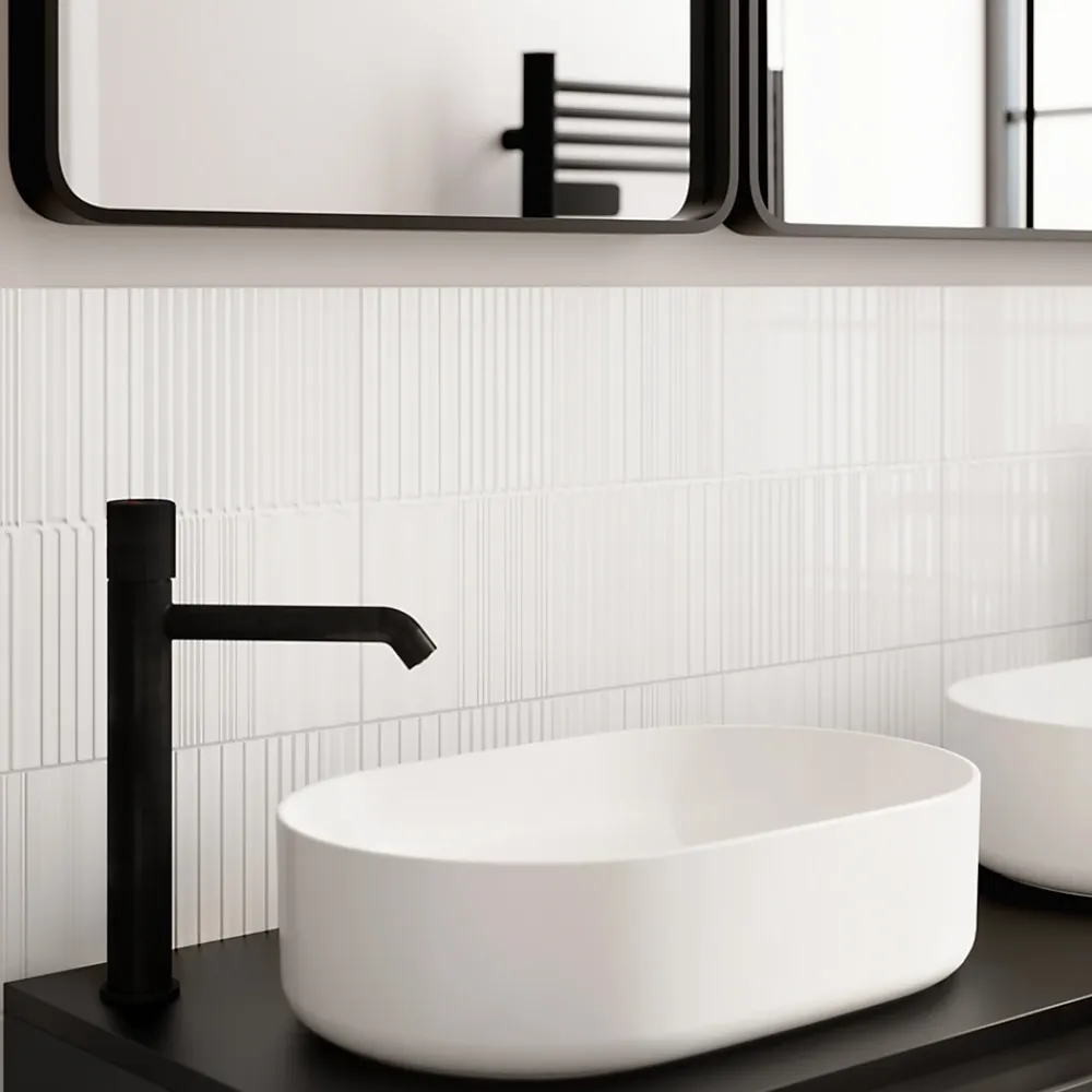 GoodHome Faïence Unie|Faïence Pour Wc<Faïence murale intérieur blanc brillant à motif L.60 x l.30 cm x ép.7 mm, Colville
