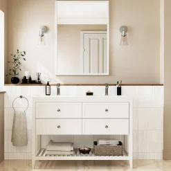 GoodHome Faïence Unie|Faïence Pour Wc<Faïence murale intérieur blanc brillant à motif L.60 x l.30 cm x ép.7 mm, Colville