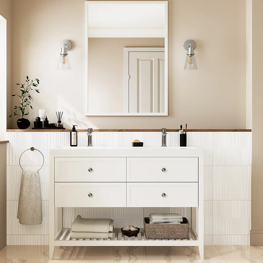 GoodHome Faïence Unie|Faïence Pour Wc<Faïence murale intérieur blanc brillant à motif L.60 x l.30 cm x ép.7 mm, Colville