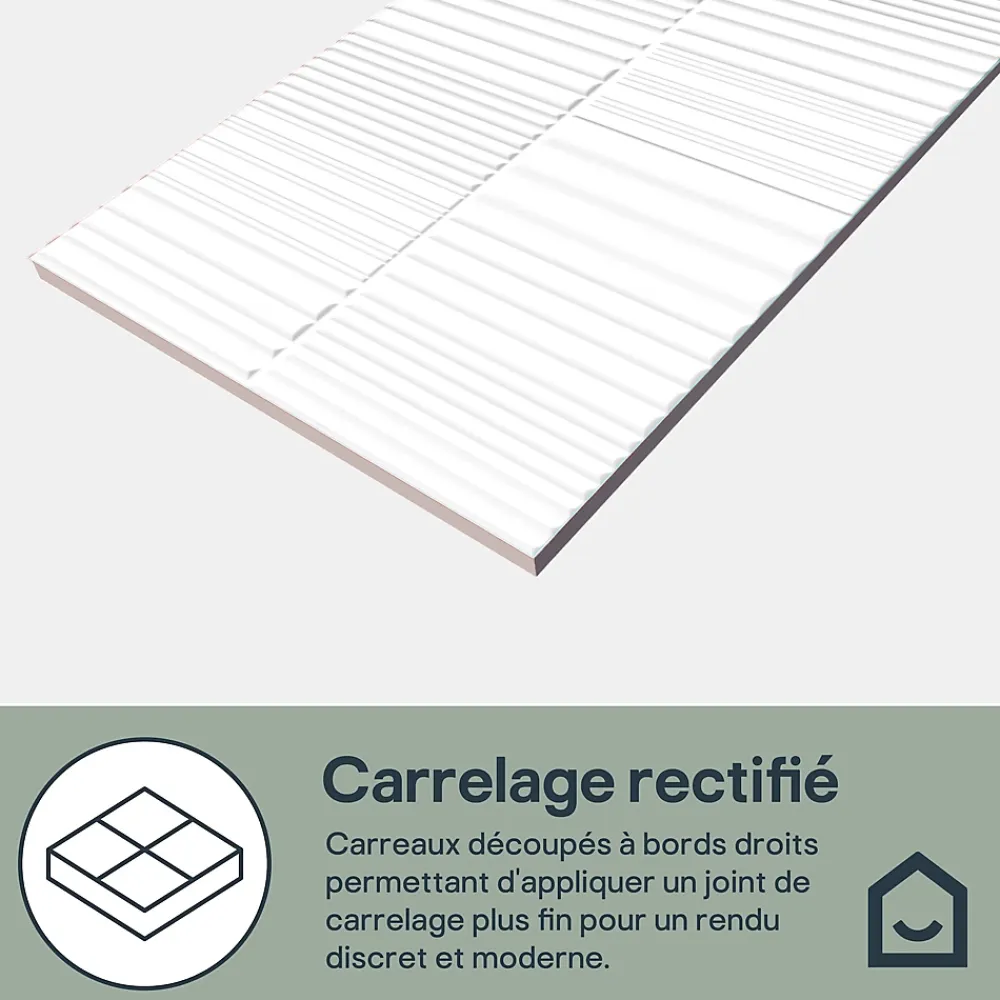 GoodHome Faïence Unie|Faïence Pour Wc<Faïence murale intérieur blanc brillant à motif L.60 x l.30 cm x ép.7 mm, Colville