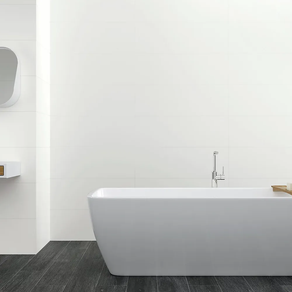 Faïence murale intérieur blanc mat L.90 x l.30 cm x ép.10,1 mm, Aspen- Faïence Unie|Faïence Pour Wc