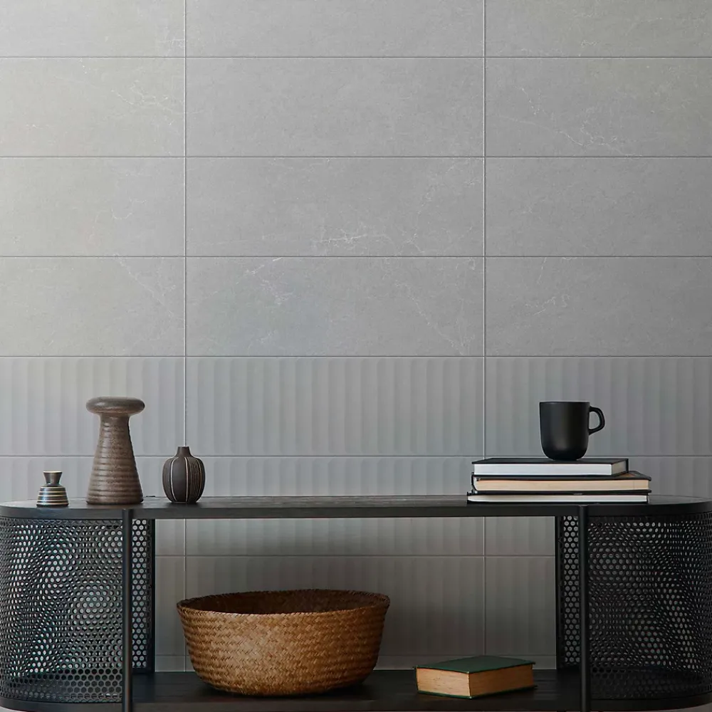 Faïence murale intérieur effet pierre gris mat L.90 x l.30 cm x ép.8,7 mm, Astor- Faïence Unie|Faïence Pour Douche