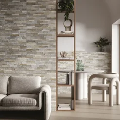 Carrelage Mural Effet Pierre<Faïence murale intérieur effet pierre tons gris décor 3D L.60 x l.30 cm x ép.8,2 mm, Quartz 3D