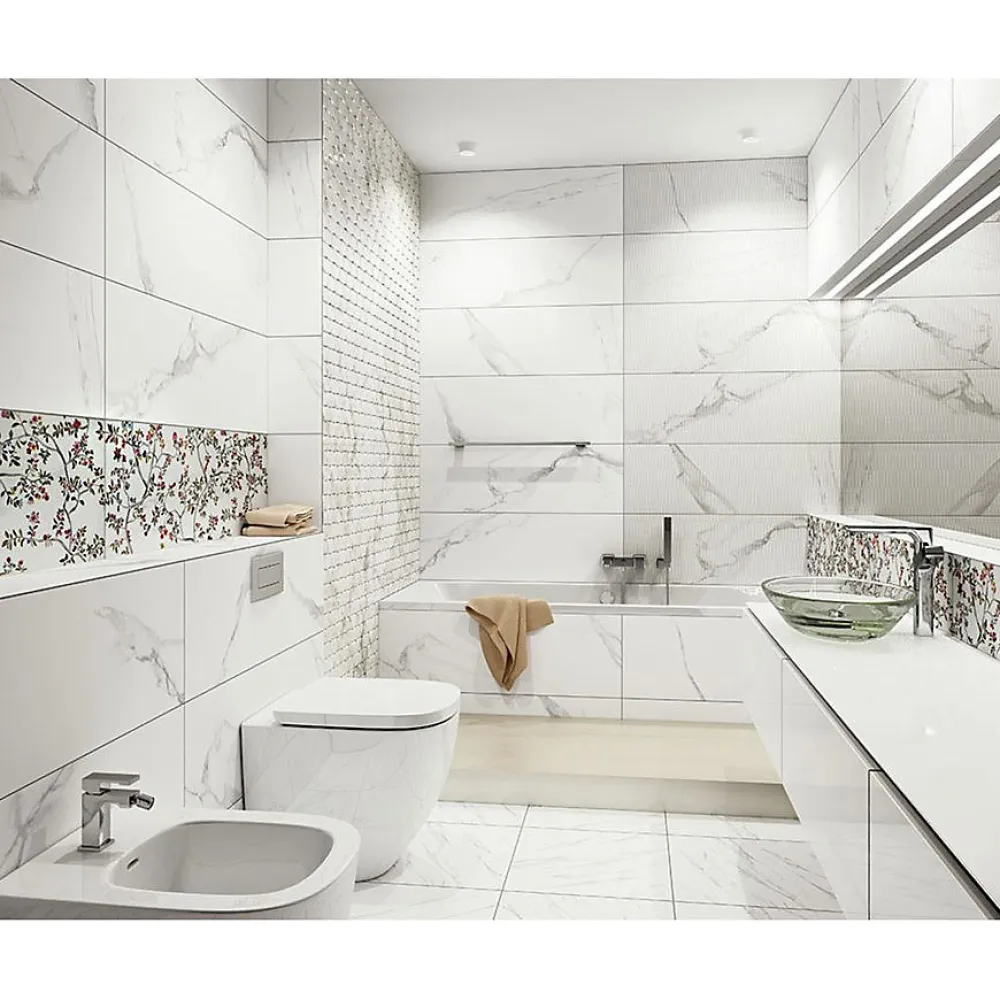 Faïence murale intérieur effet marbre blanc mat L.60 x l.30 cm x ép.8,4 mm, Pune- Carrelage Mural Effet Marbre|Carrelage Mural Pour Salle De Bains