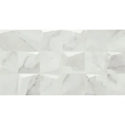 Faïence murale intérieur effet marbre blanc mat décor 3D L.60 x l.30 cm, Pune- Mosaïque Pour Douche|Mosaïque Pour Wc