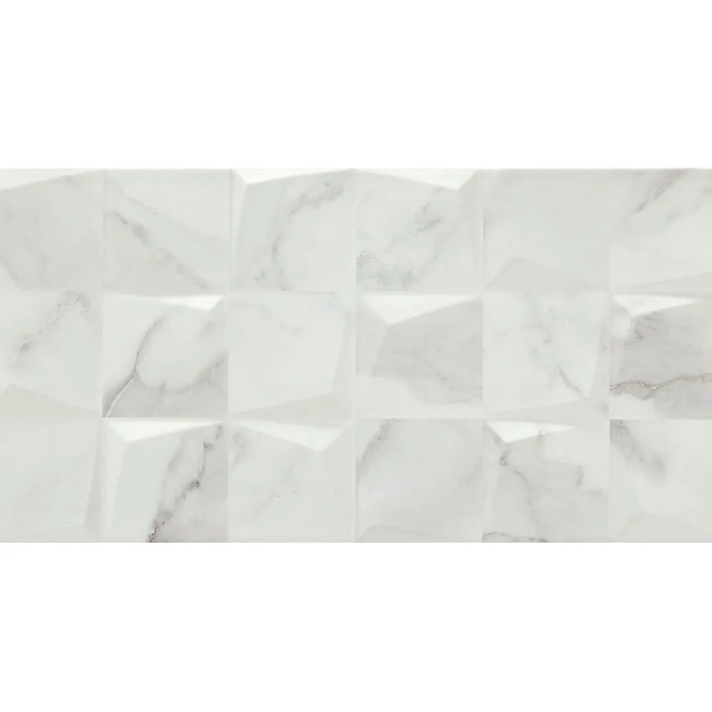 Faïence murale intérieur effet marbre blanc mat décor 3D L.60 x l.30 cm, Pune- Mosaïque Pour Douche|Mosaïque Pour Wc